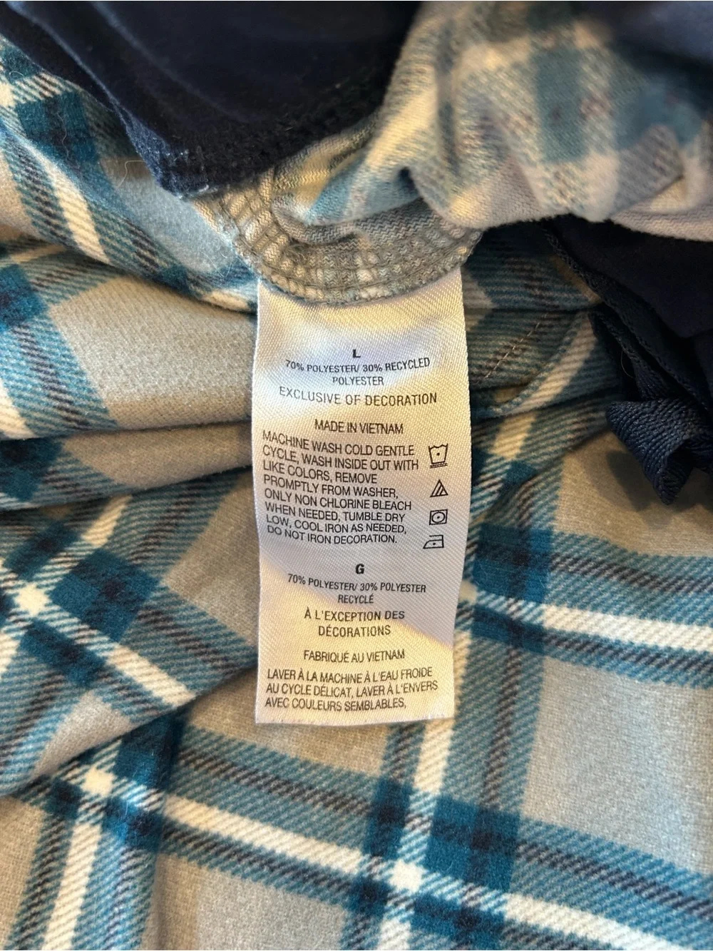 Nautica Plaid Sleepwear Pants Size Large Navy Blue Gray Pockets Men's
